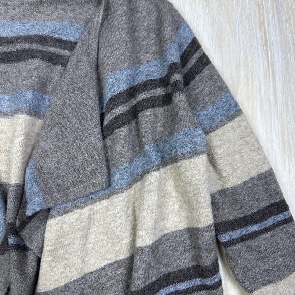 II Two Sisters Striped Waterfall Draped Lagenlook Open Cardigan Sweater Large - Picture 6 of 14